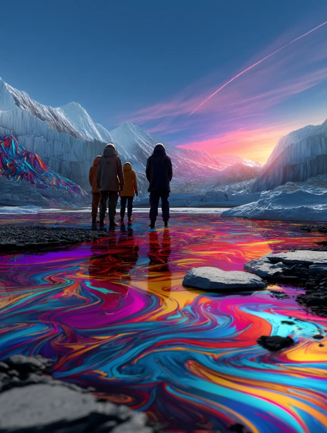 Arctic Explorers and Magical Glacier Reflections