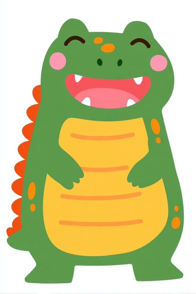 Cute Green Crocodile Vector Illustration