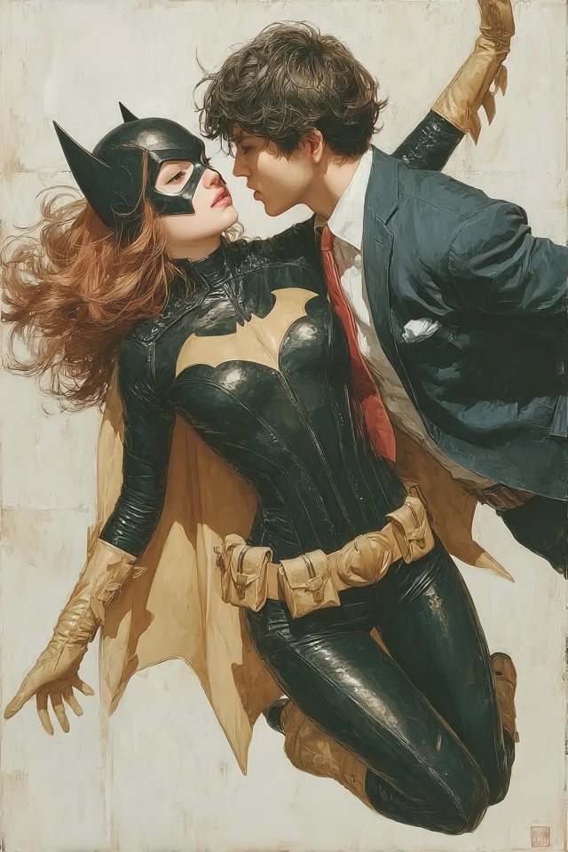 Batgirl Falling Painting Action Hero Art
