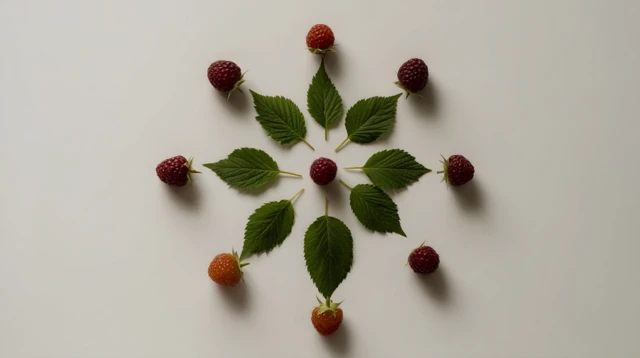 Raspberry Mandala Composition on White Table
