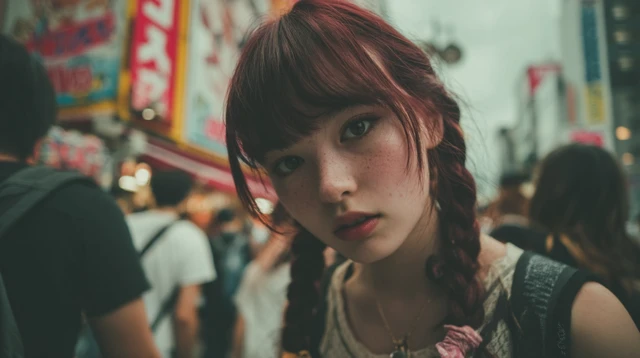 Cute Teen Girl in Akihabara Tokyo Close Up Photo