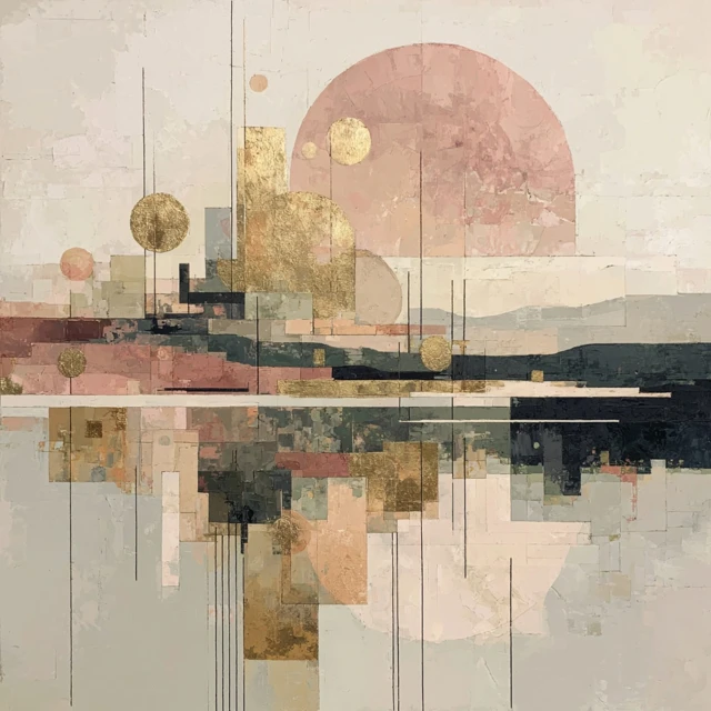 Abstract Oil Painting Earth Tones and Gold