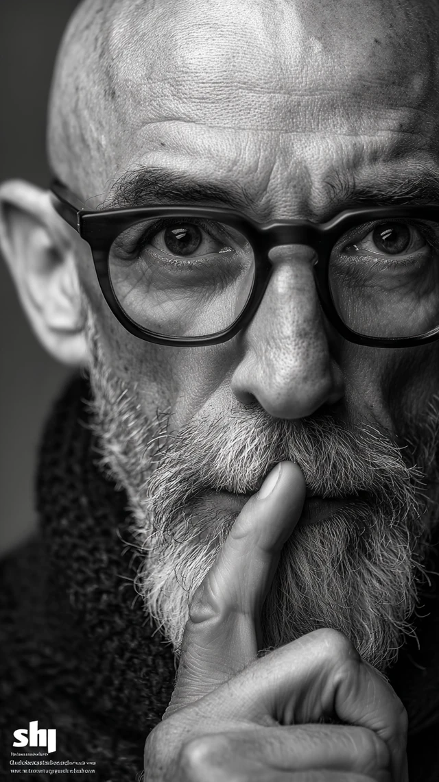 Dramatic Portrait of a Man with Glasses