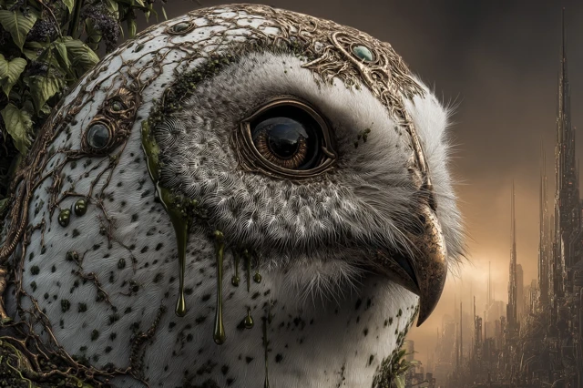 Doomsday Owl Apocalyptic Landscape Illustration
