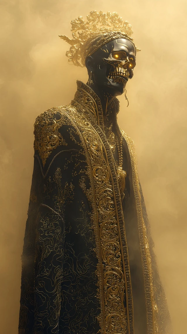 Demonic Noble Golden Skull Fantasy Art
