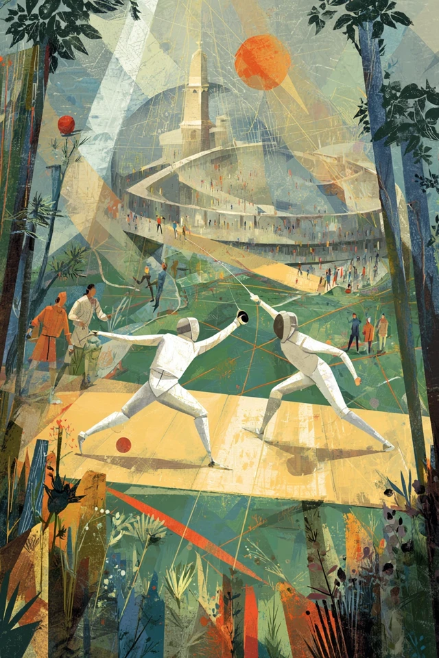 Olympic Fencing Event Illustration Isabelle Arsenault