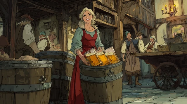 Margery the Brewer Enters the Kitchen Cartoon
