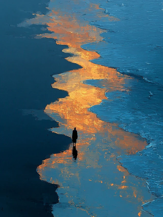 Lone Figure on the Beach A Coastal Masterpiece