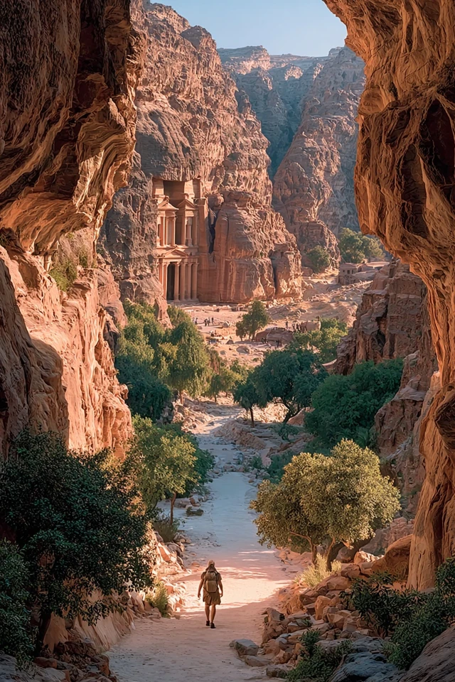 Petra Hiking Adventure Desert Landscape Travel
