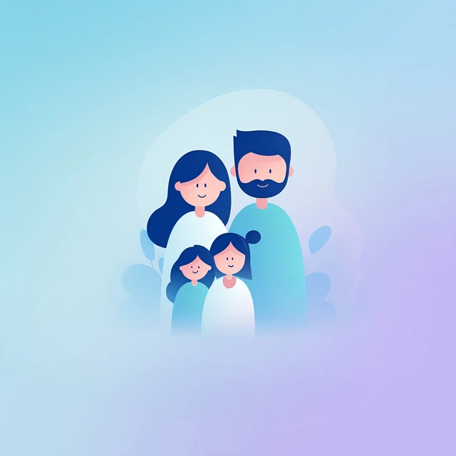 Family Portrait Illustration of Four People