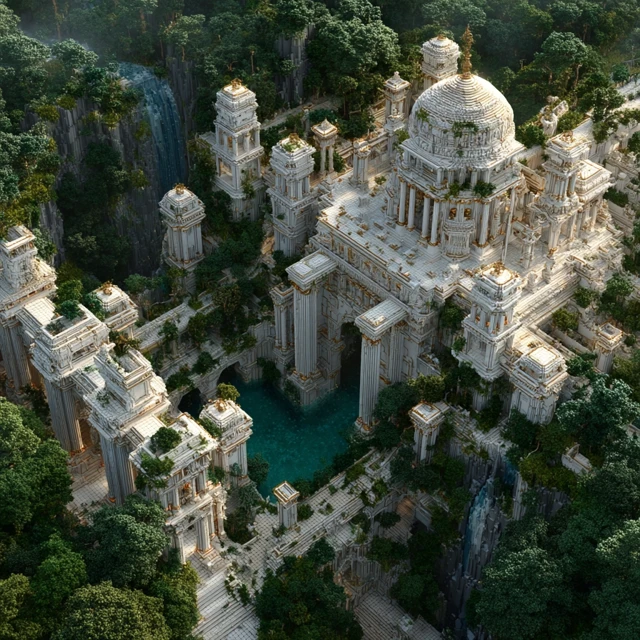 Ancient Roman Citadel in Lush Forest