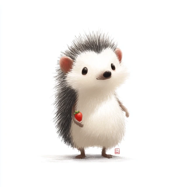 Cute Hedgehog Chichi with Strawberry Illustration