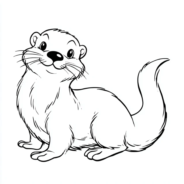 Cute Cartoon Otter Coloring Page