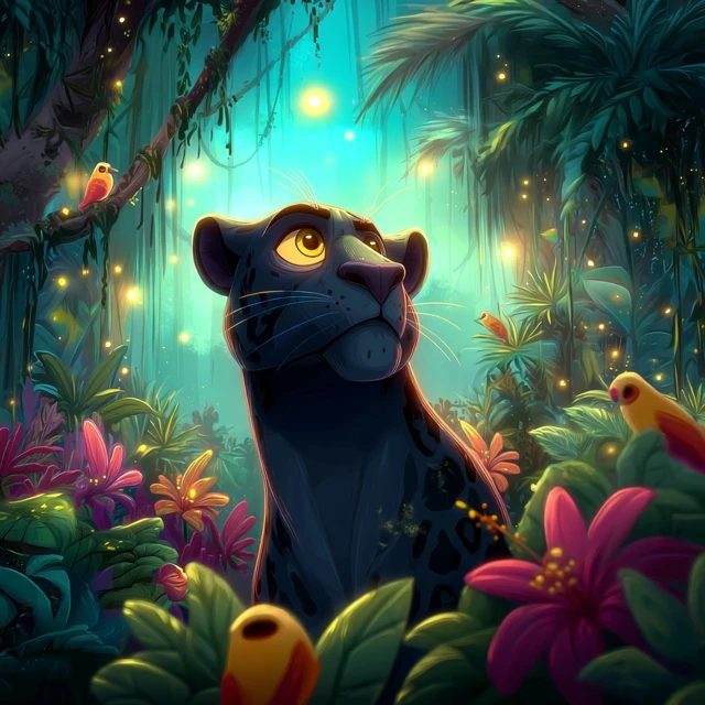 Cartoon Jaguar in the Jungle