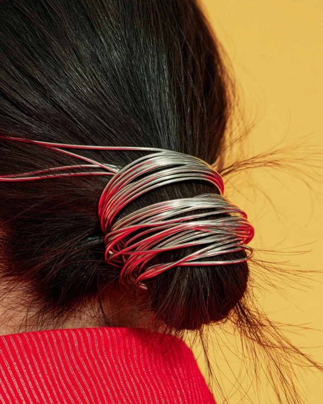 Hair Styling Concept Wire Wrapped Ponytail Editorial