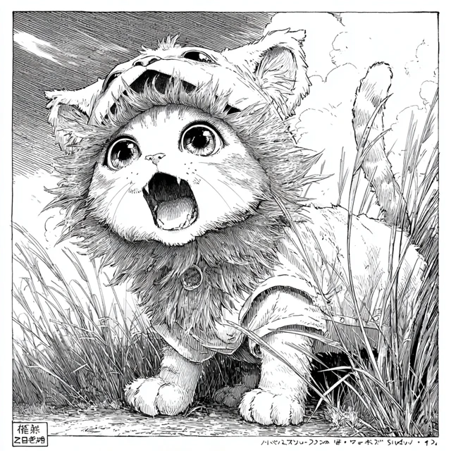 Manga Cat in Lion Costume Savannah Roar