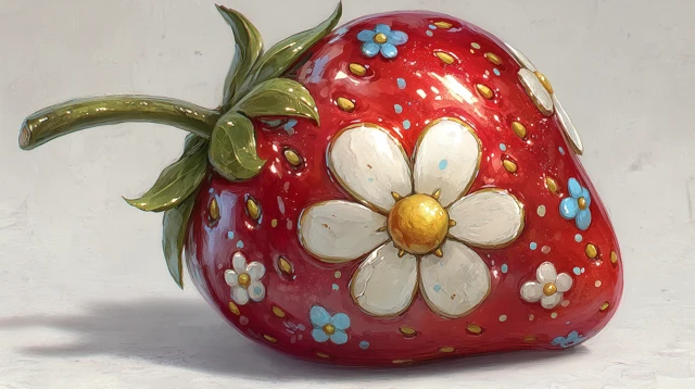 Cute Strawberry Creature Whimsical Illustration