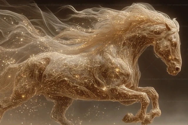 Golden Horse Cosmic Fantasy Art