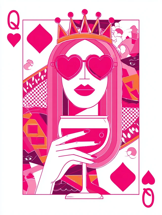 Queen of Hearts Playing Card Vector Illustration