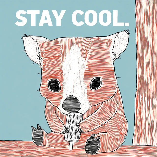 Cute Wombat with Popsicle Stay Cool Doodle Art