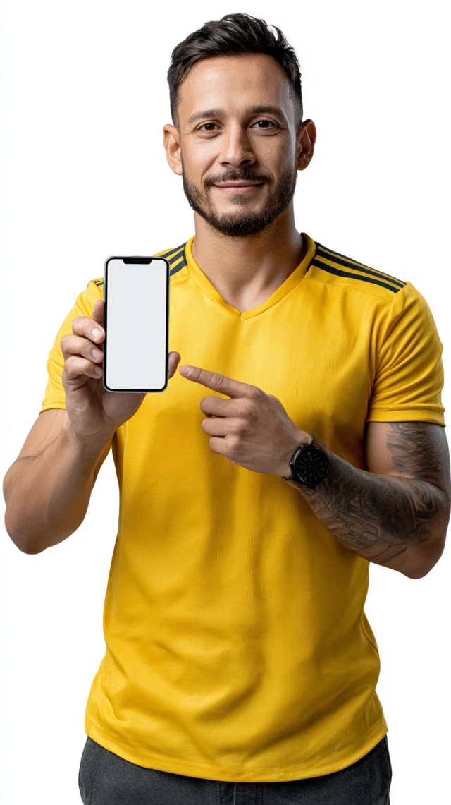 Colombian Soccer Fan Shows Blank Smartphone Screen