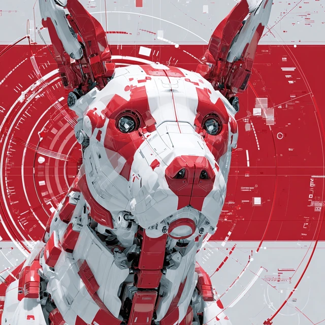 Cyberpunk Mechanical Dog Art Portrait