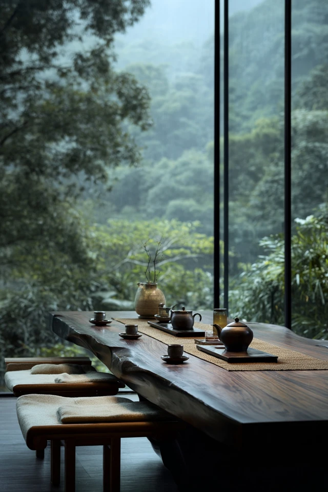 Chinese Tea Room Zen Design and Nature Views