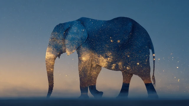 Dreamscape Elephant with Stars: Surreal Photography