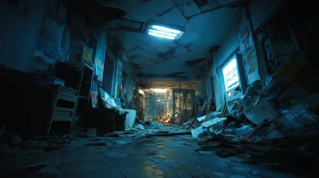 Cyberpunk Abandoned Mental Institution Interior
