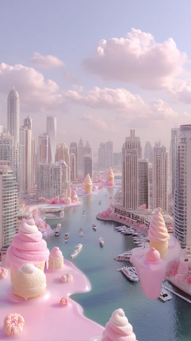 Dubai Marina Surreal Dessert Invasion Dreamscape