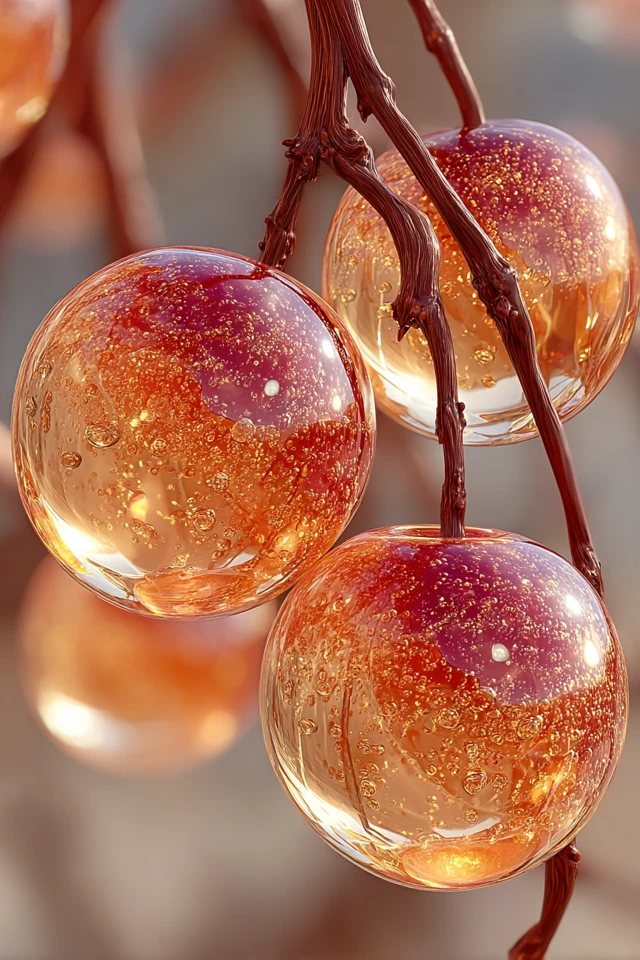 Glass Peaches Macro Photo Realistic