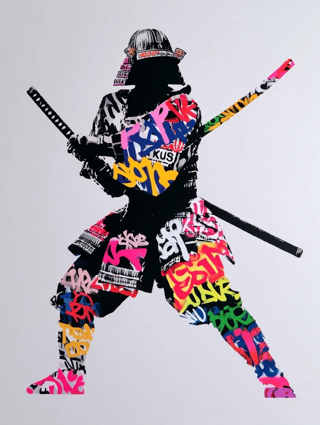 Samurai Warrior Graffiti Art Urban Culture