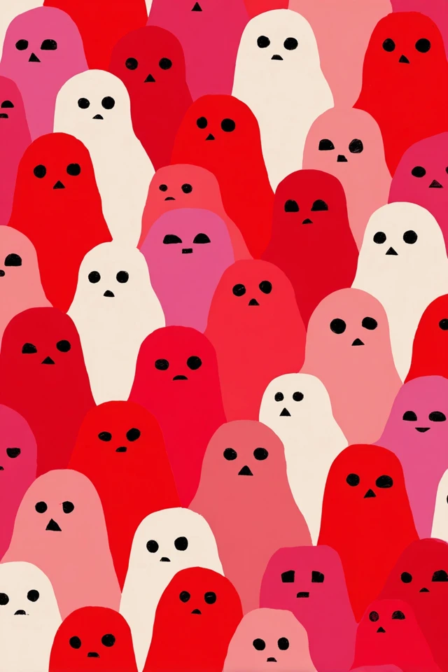 Cute Ghost Pattern Red Pink Vogue Cover Art