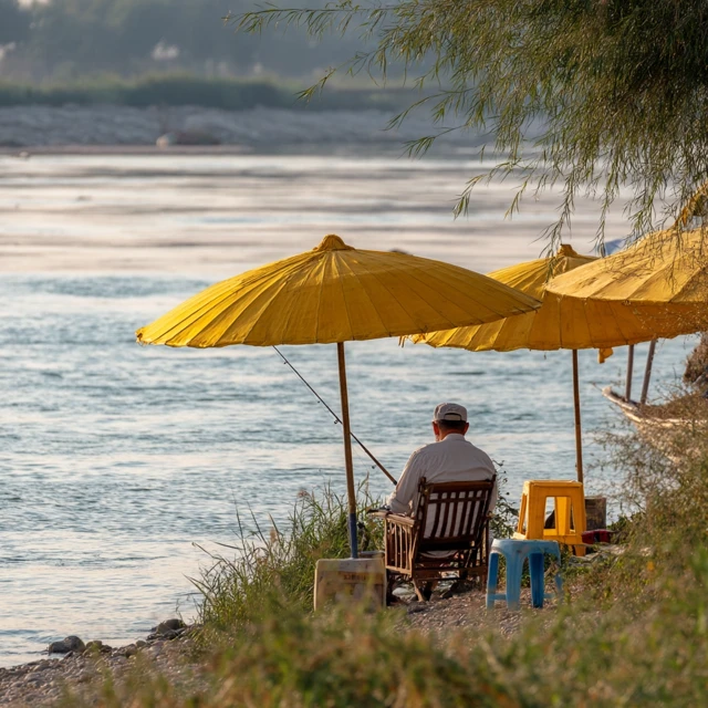 Fishing by the River Relaxing Scene