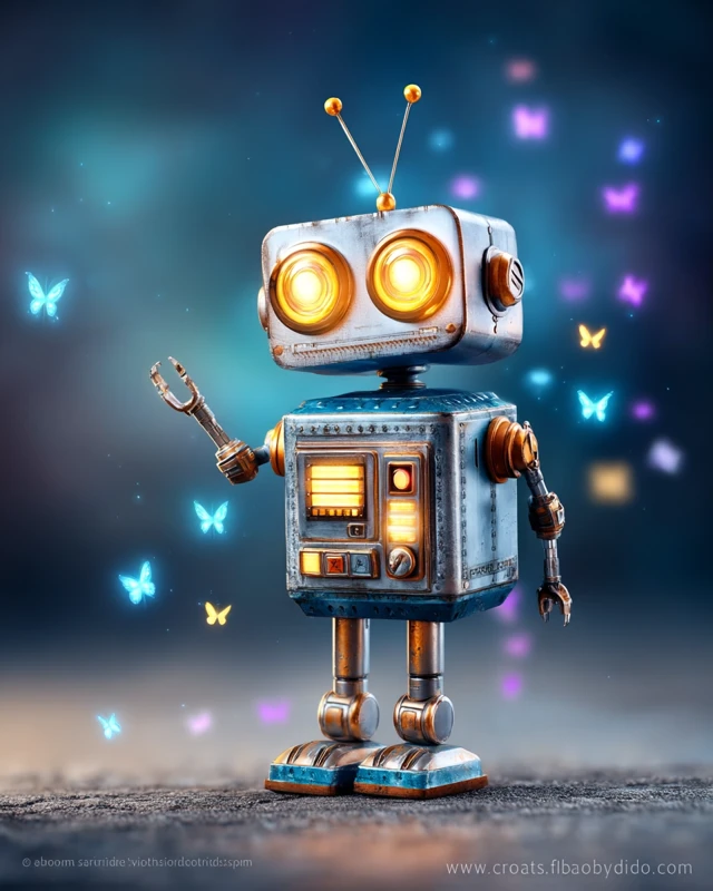 Friendly Cartoon Robot in Space
