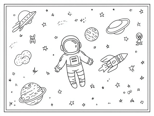 Astronaut Coloring Page for Kids Space Theme