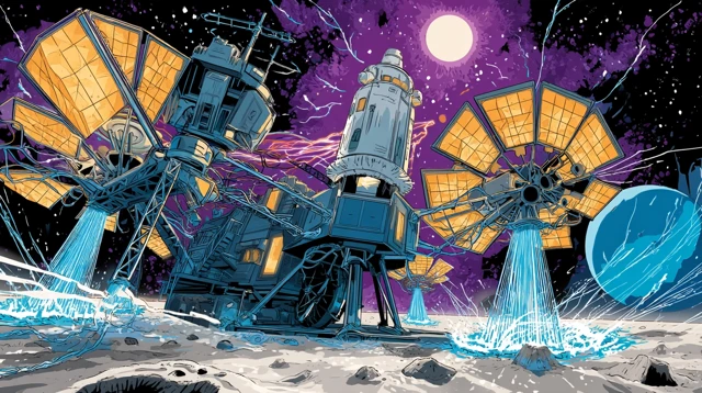 Lunar Power Station Retro Futuristic Space Art
