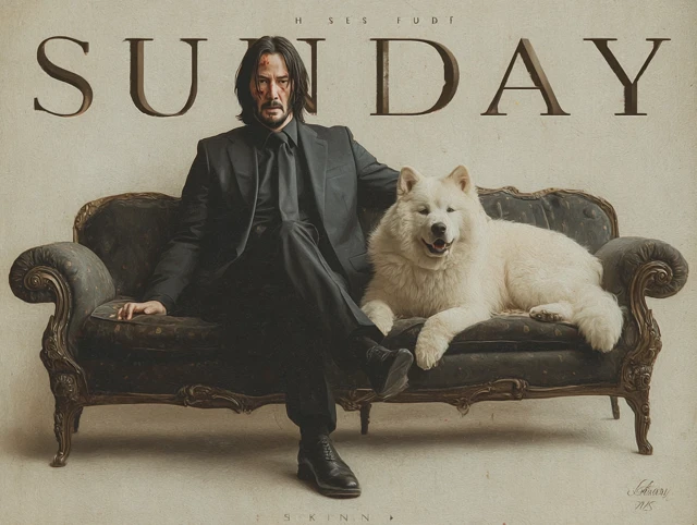John Wick and Dog Calm Vintage Painting