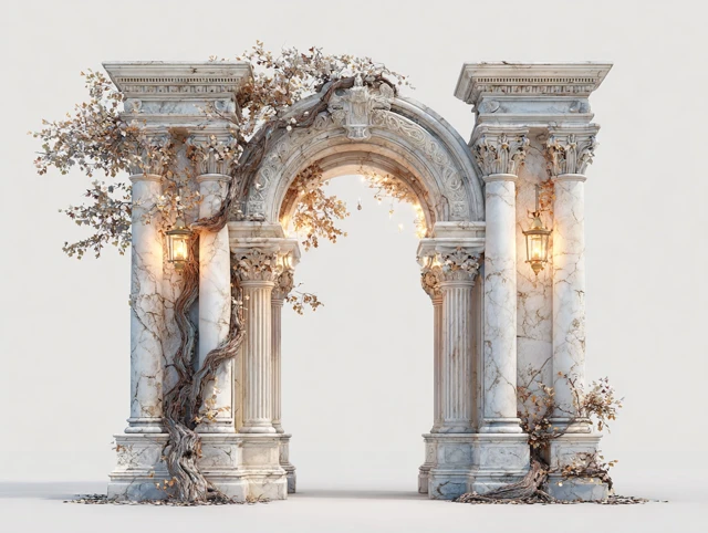 Fantasy Archway Neoclassical Columns Glowing Accents