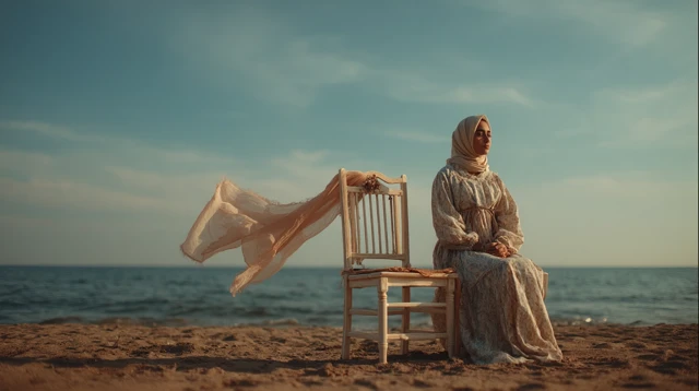 Arab Girl on Beach Symbolic Absence