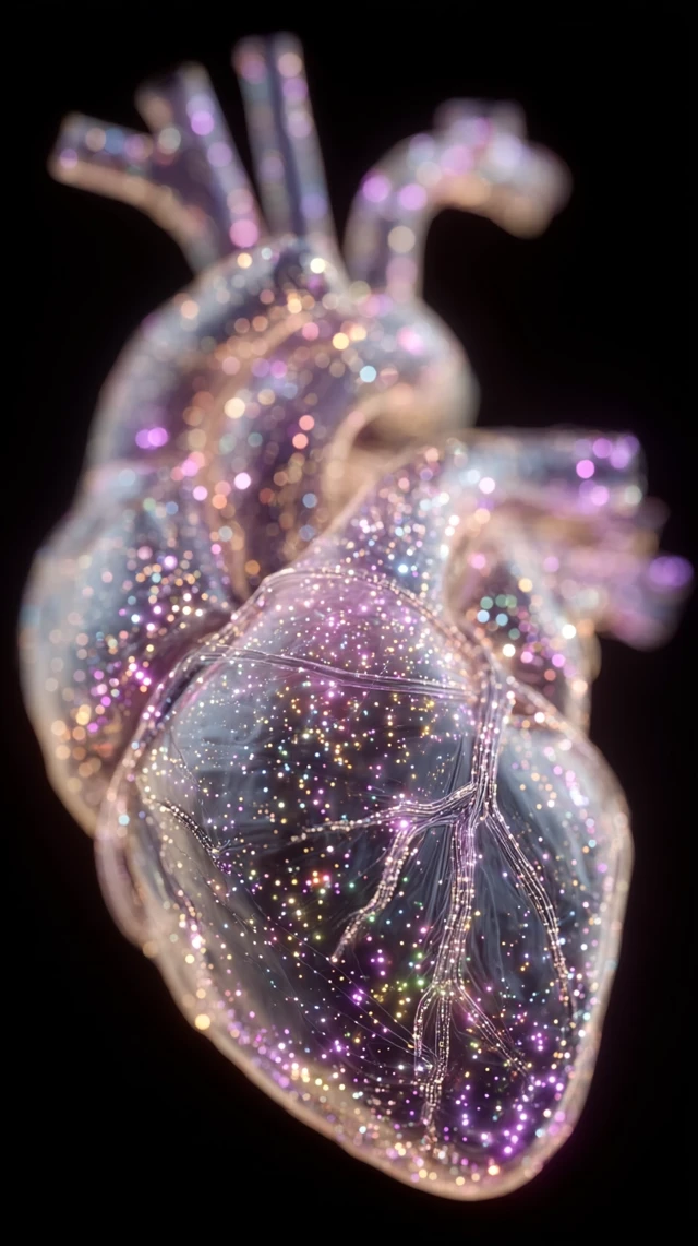 Glowing Heart 3D Render Futuristic Light Sculpture
