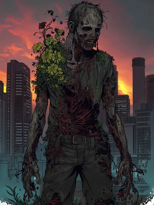 Zombie Comic Illustration in an Urban Setting