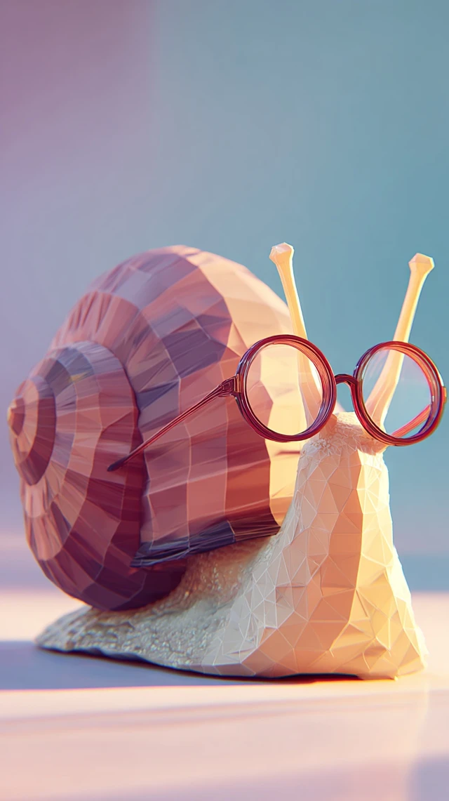 Low Poly Snail with Glasses 3D Render