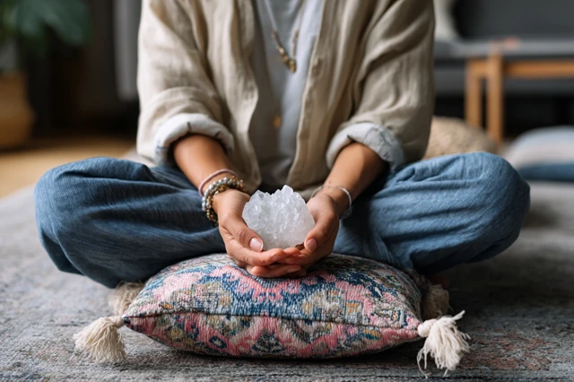 Meditation and Healing Crystals Cozy Boho Room