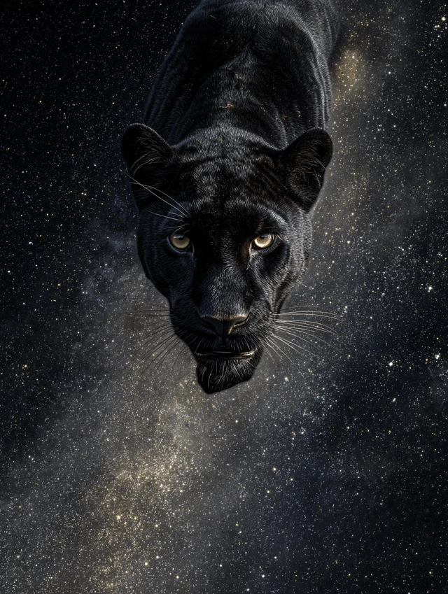 Celestial Black Panther in the Night Sky Photography