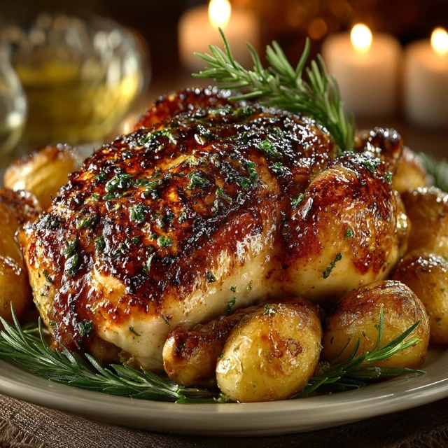 Delicious Roasted Chicken Dinner Photorealistic
