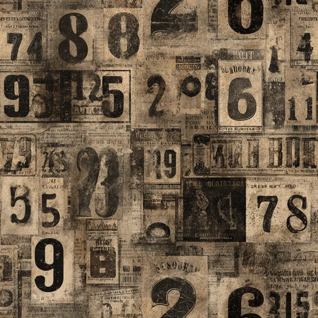 Vintage Number Collage Seamless Pattern Design