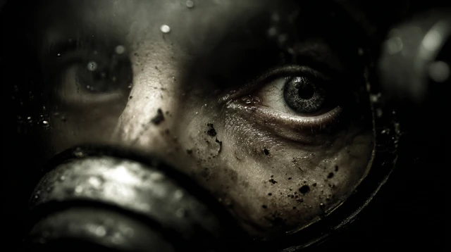 Astronauts Eerie Eyes Close Up in Giger Style
