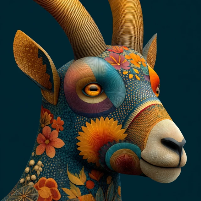 Magical Pyrenean Ibex Illustration Flowers Storytelling