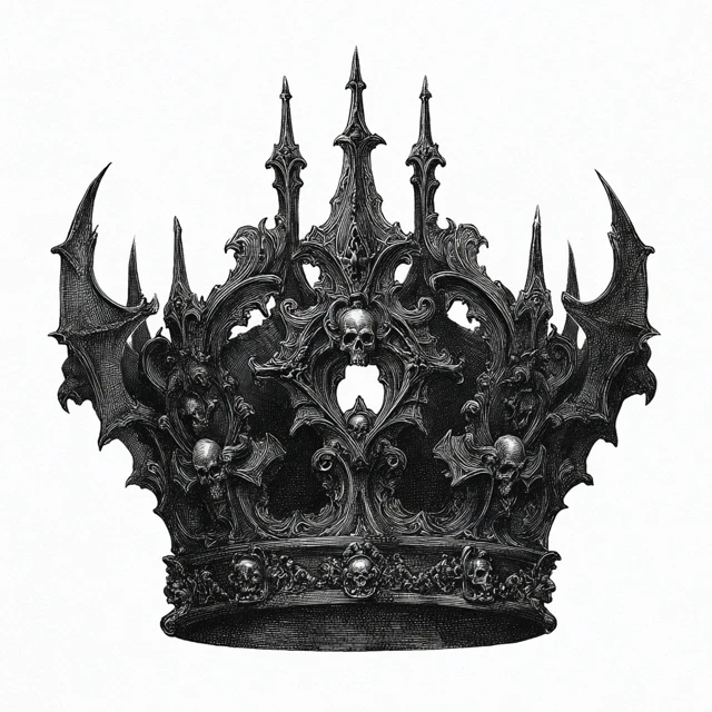 Gothic Crown Tattoo Illustration Dark Baroque Design